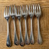 6 silver metal cake forks Ravinet d'enfert