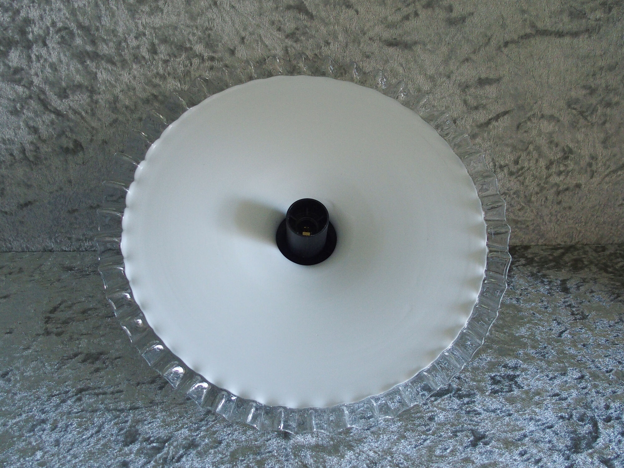 Scalloped white glass hanging