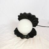 Ceramic shell lamp with opaline pearl, Saint-Jacques, France, 1980