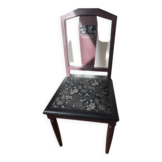 Chaise Art-Déco bordeaux et noire
