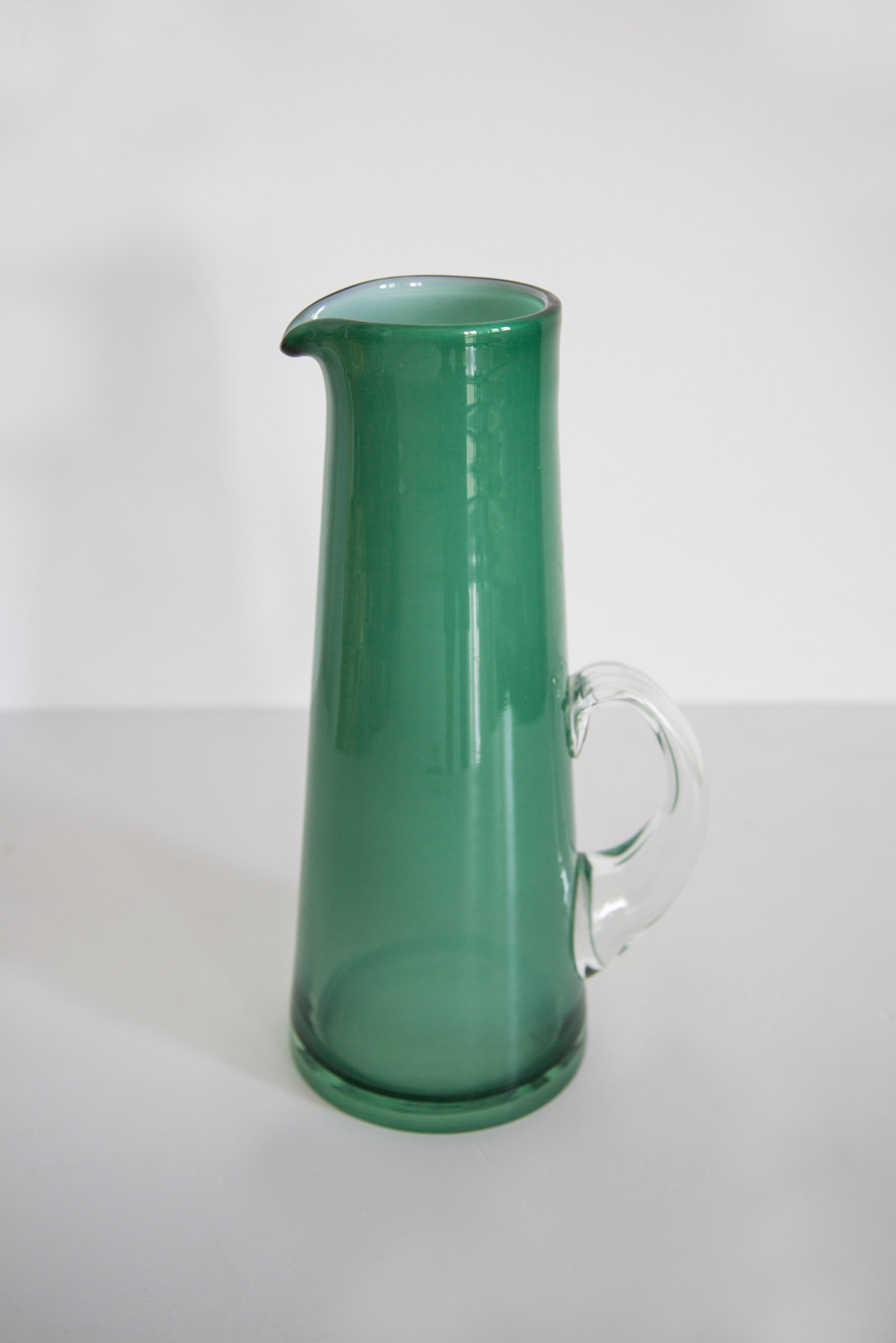 Vintage artistic green glass vase, Tarnowiec, Europe, 1970s