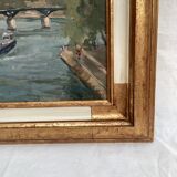 Russian painting signed Oil on canvas “Paris Louvre” size: 65x56.5cm-