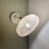 Vintage pink Clichy glass wall lamp with shade