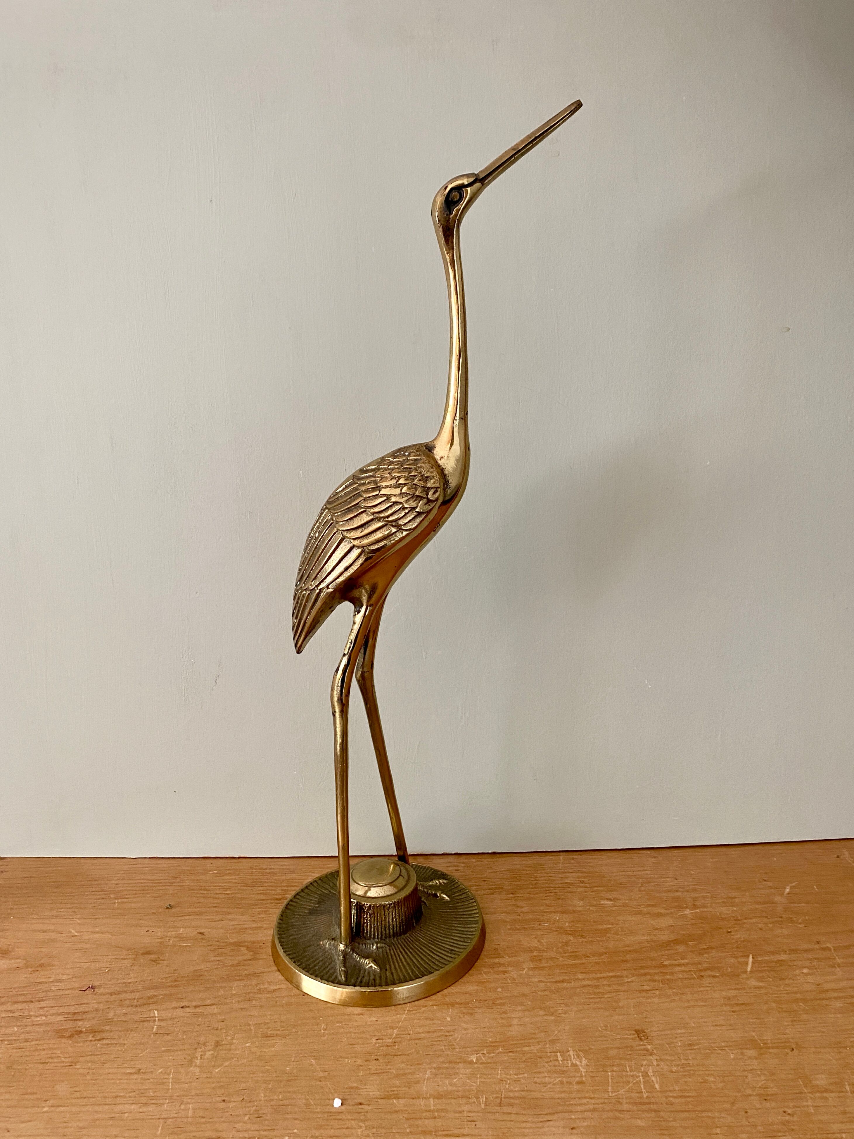 XXL vintage brass heron