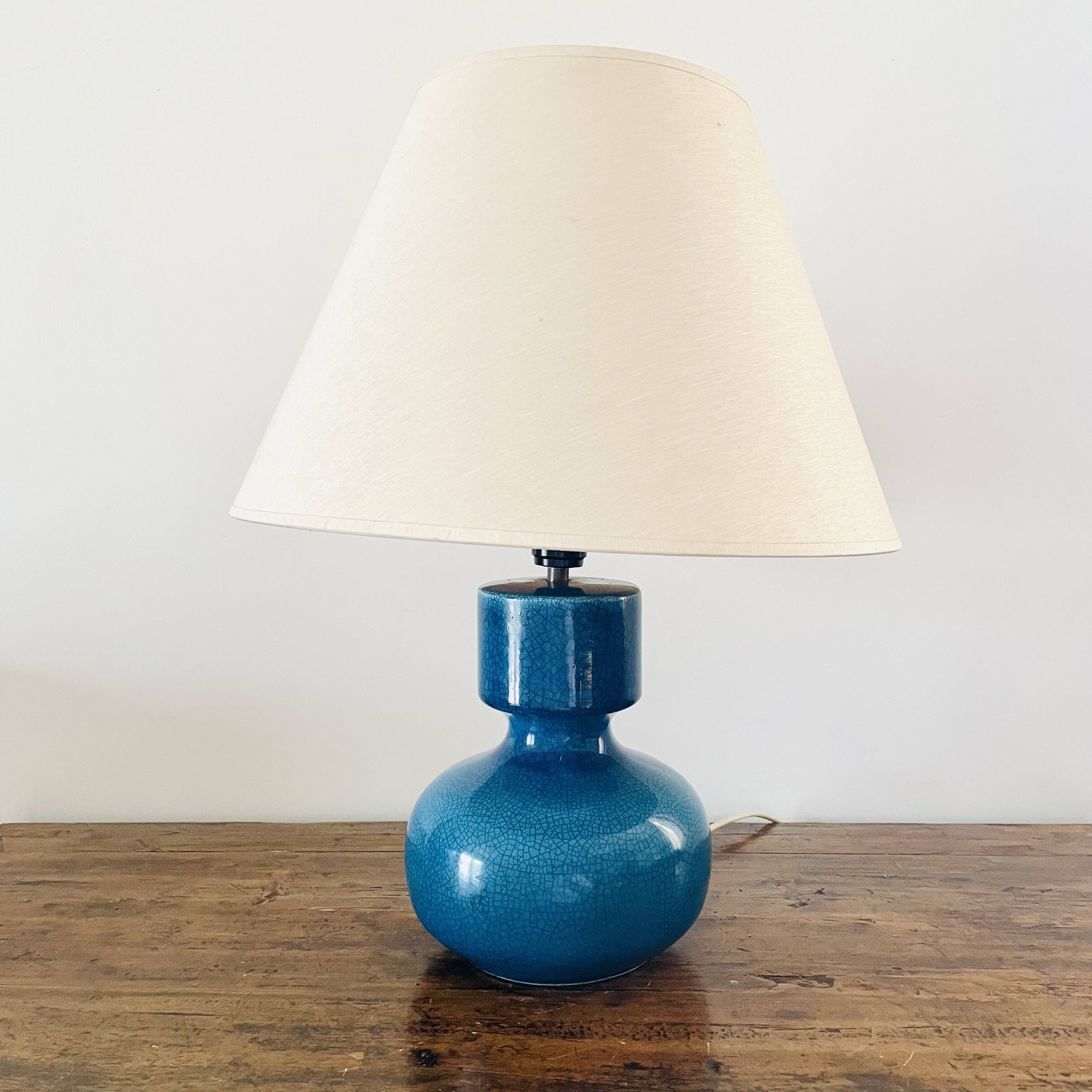 Vintage 60s lamp in cracked blue glazed ceramic – Design Space