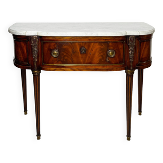 French Louis XVI feather mahogany console, 19th century