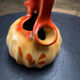 Vase soliflor double ouverture Belgique orange marron vintage
