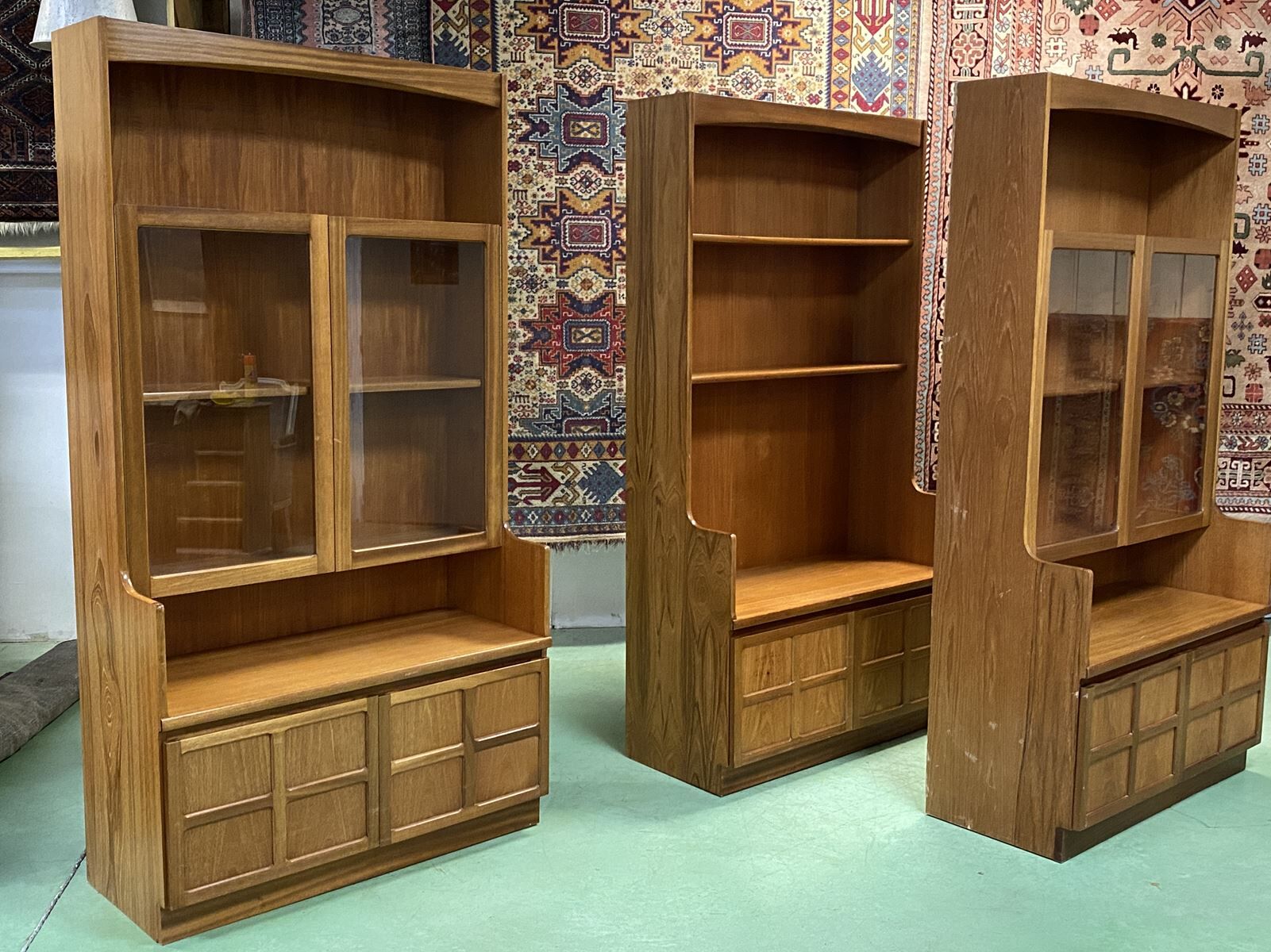 English library in 3 modules from the 1980s in teak