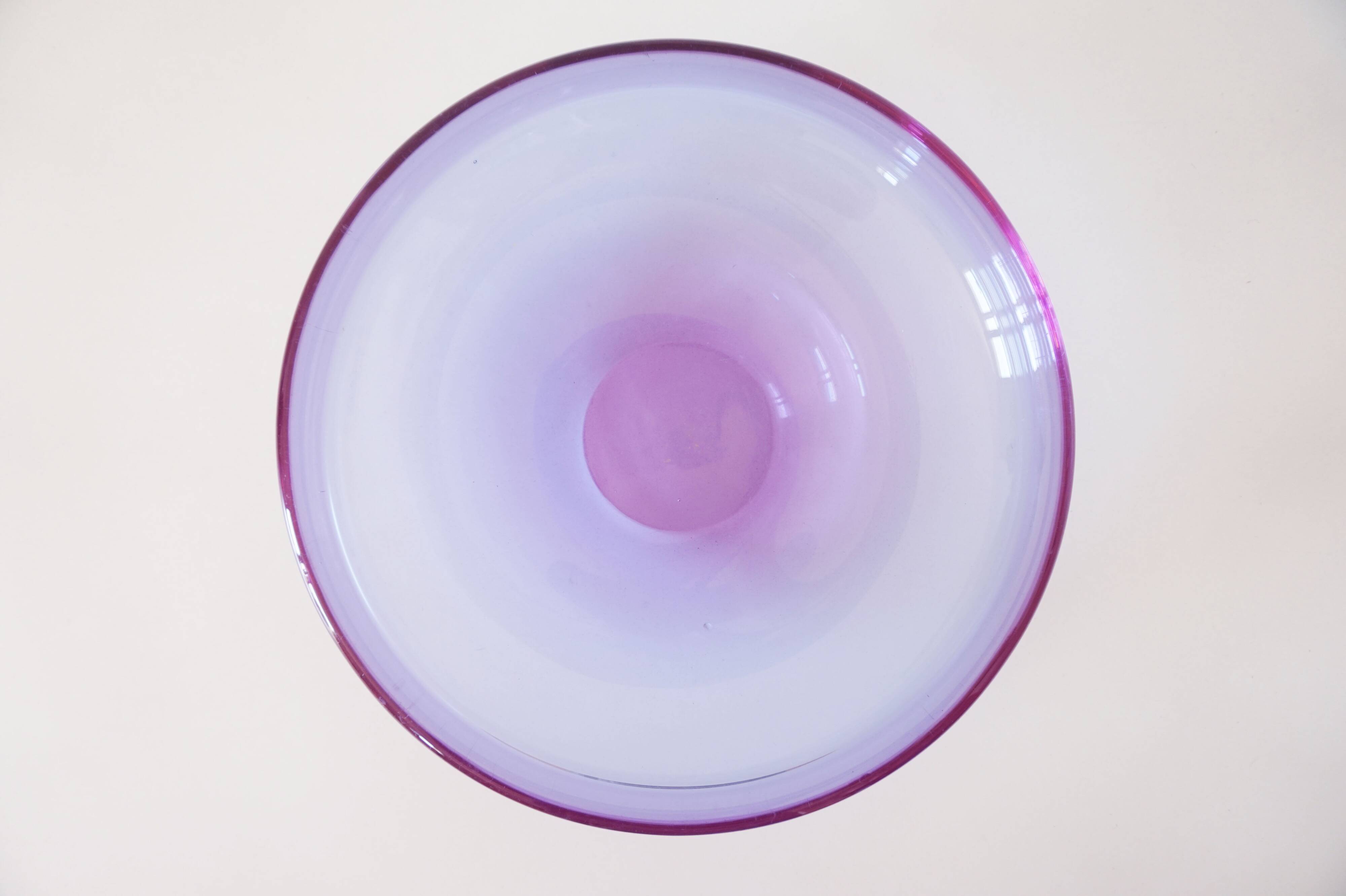 Large purple glass bowl 1970