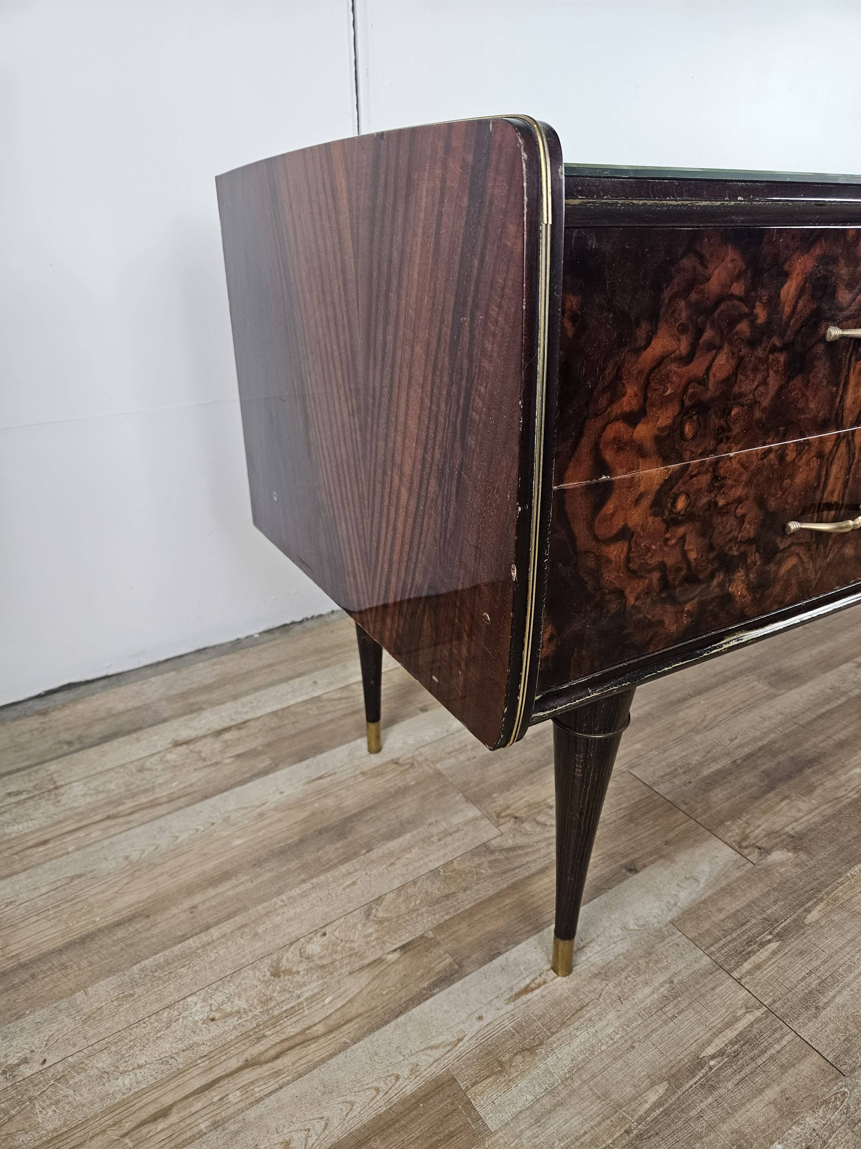 Mid Century 70's Chest of Drawers with Glass Top