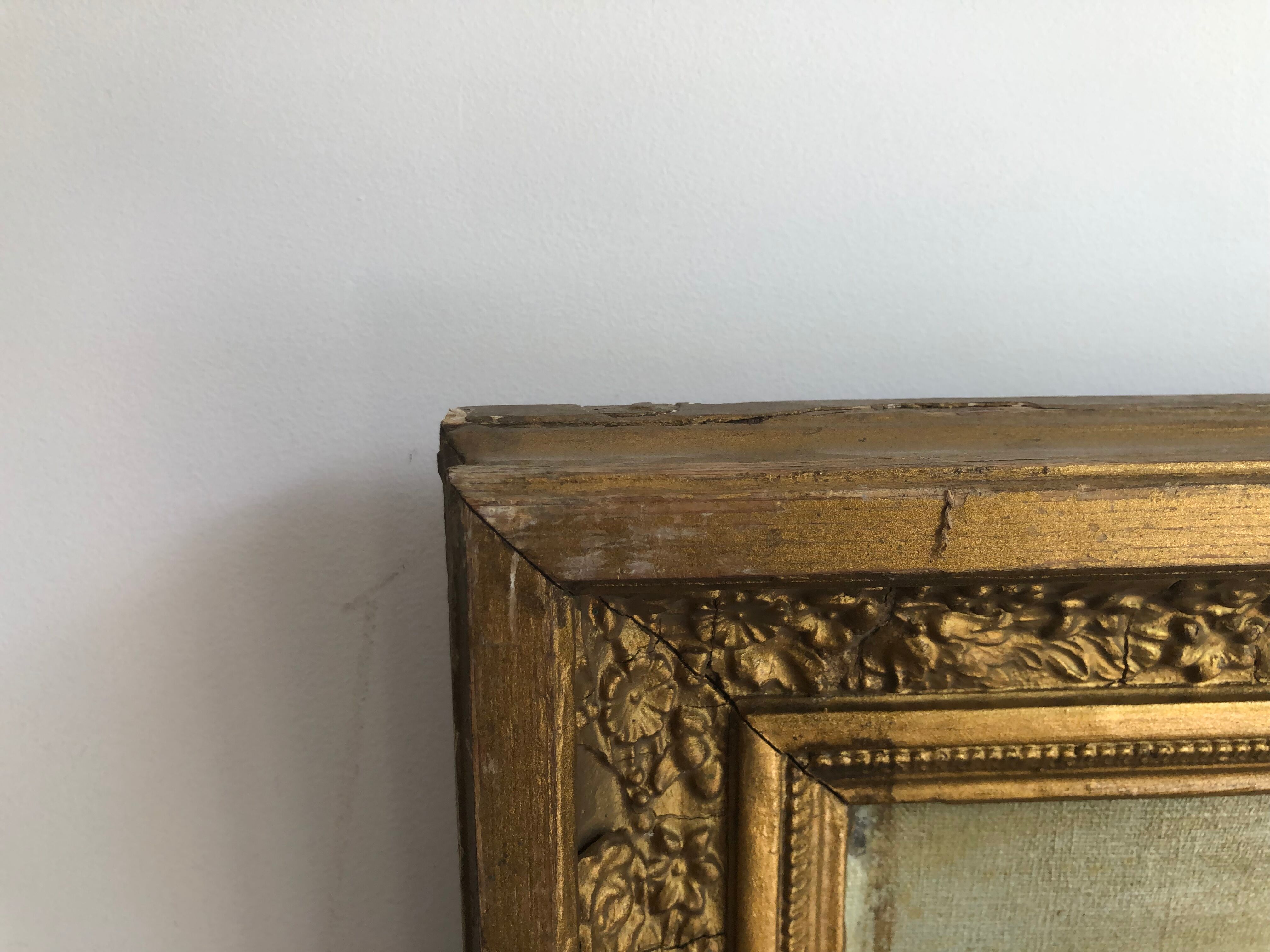 Oil on canvas framed Landscape with boat