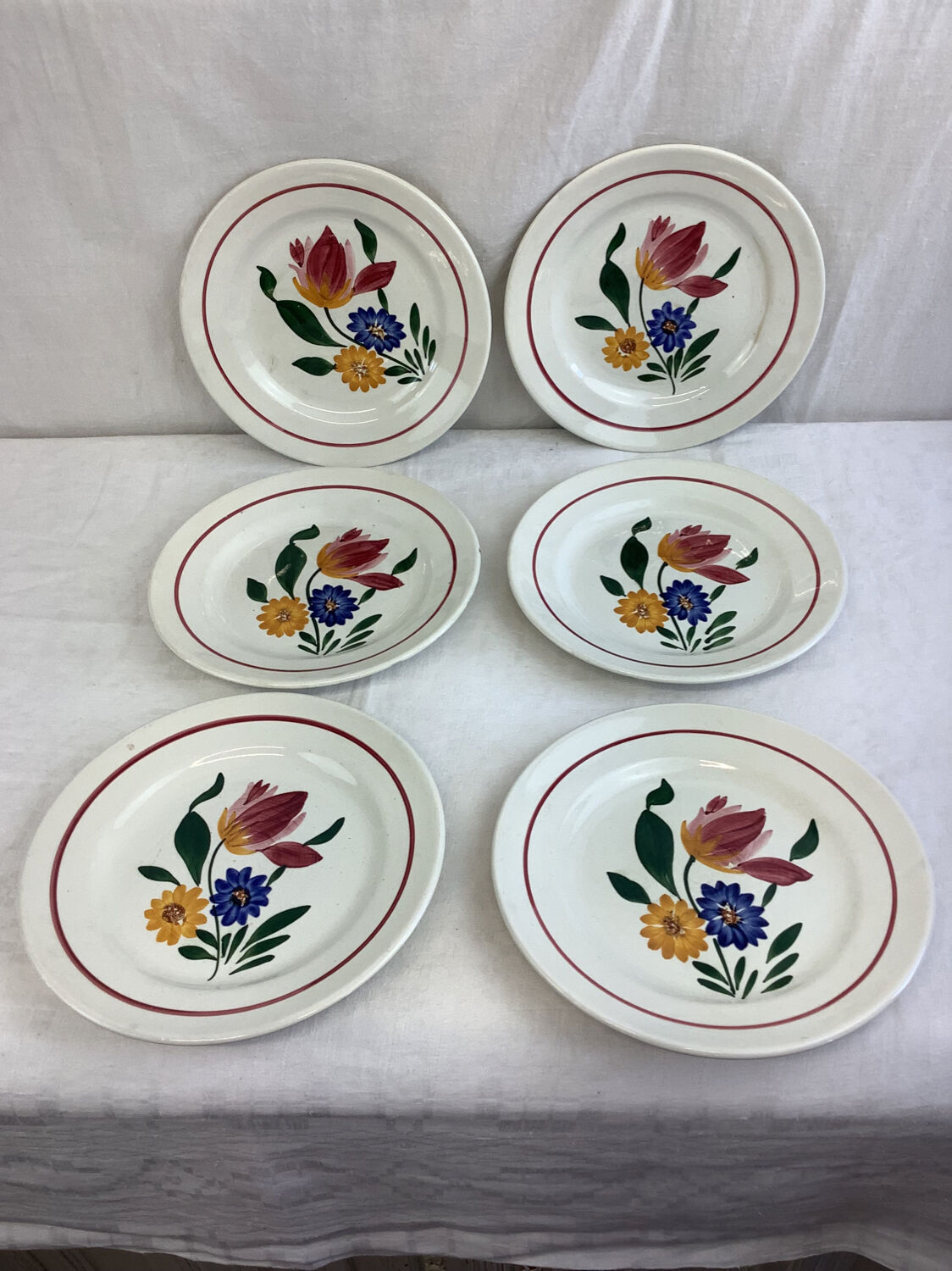 6Digoin Sarreguemines dessert plates
