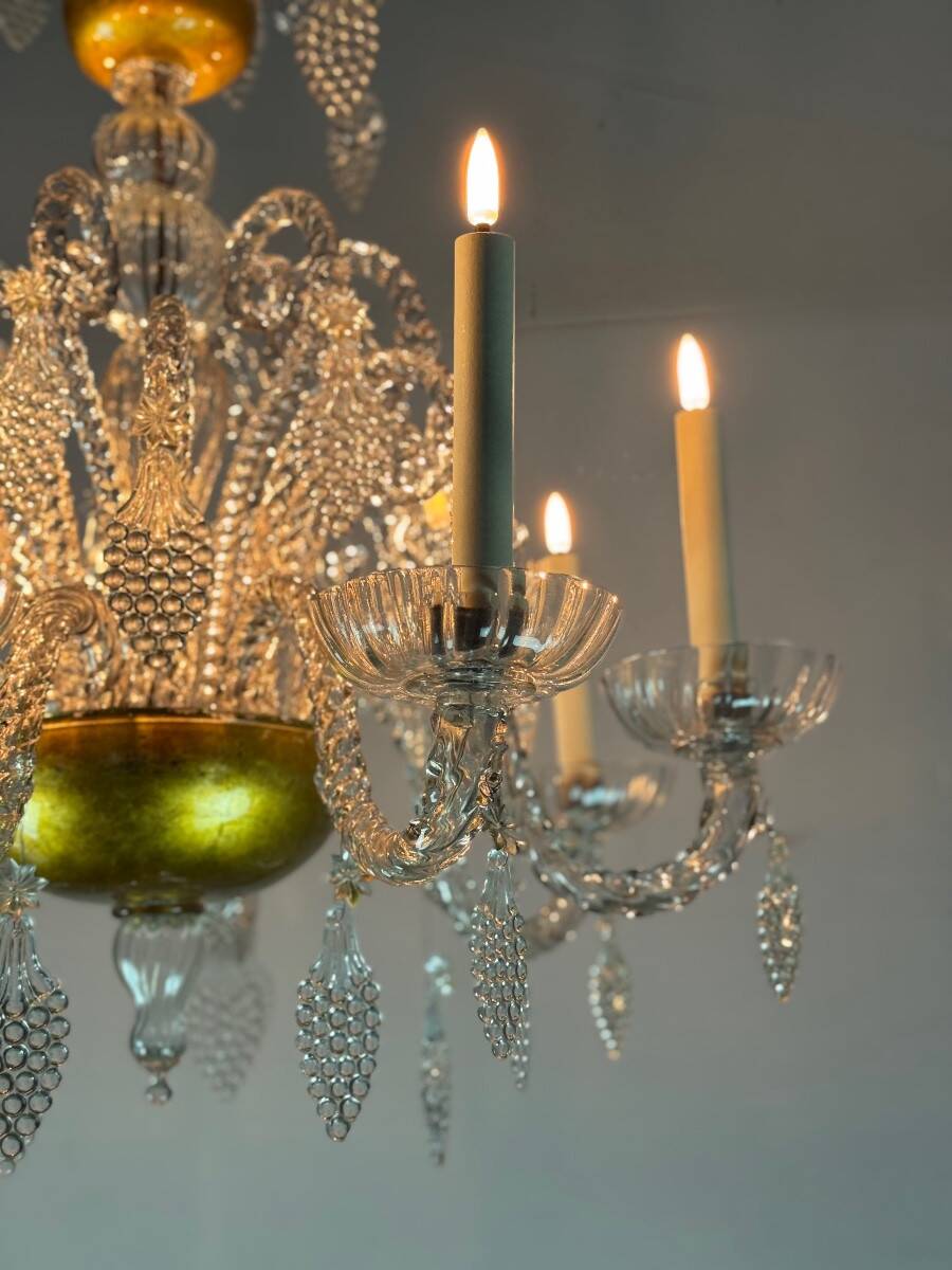 Liège chandelier in blown, molded and pinched glass, circa 1900