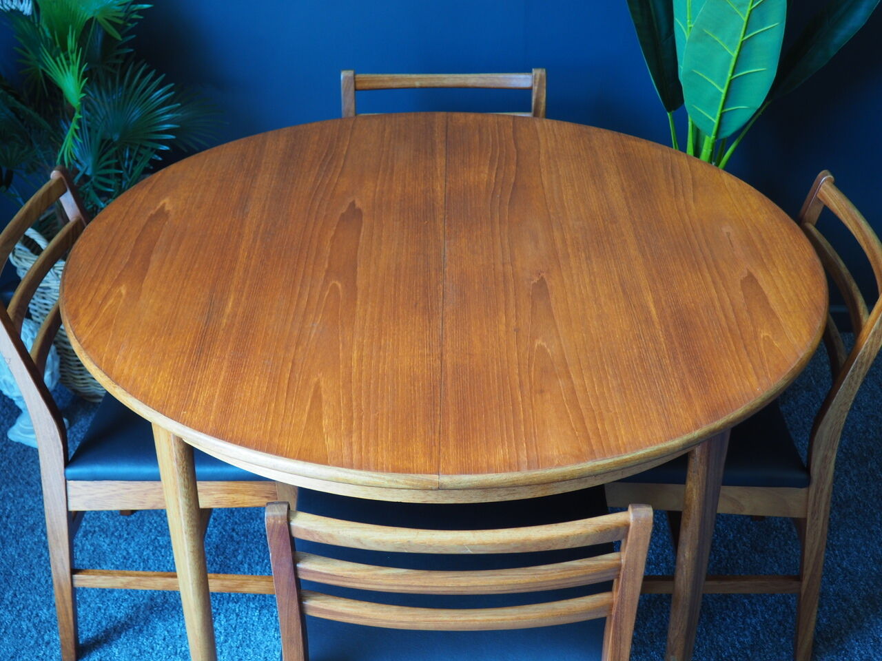 Teak dining table & four chairs A&FH Furniture
