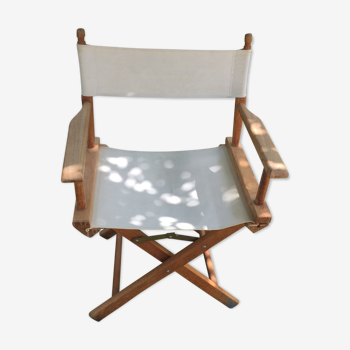 Teak director's chair and beige canvas