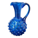 Cobalt blue vase pitcher Empolie in bubbled glass with dots.