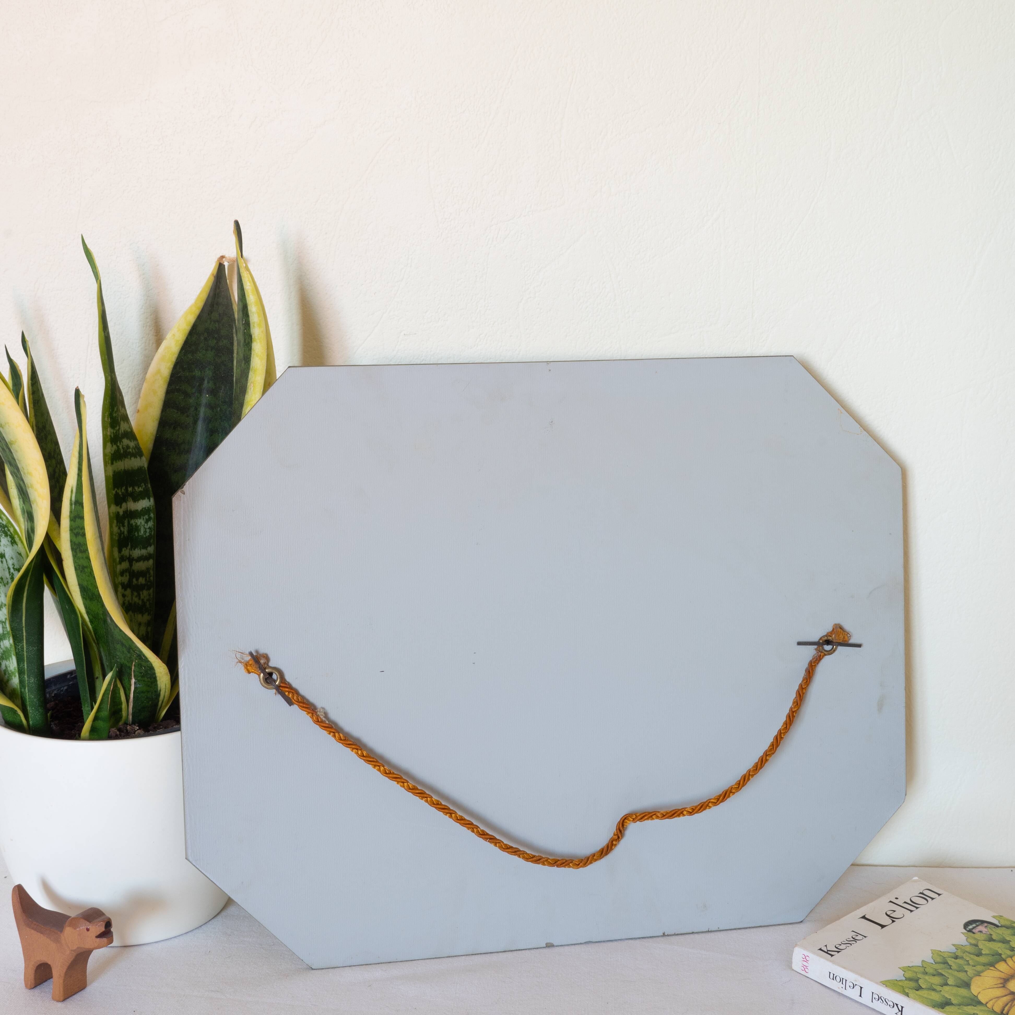 Octagonal antique beveled wall mirror