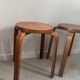 Pair of Artek stools model E60 (rare version with 4 legs), Alvar Aalto