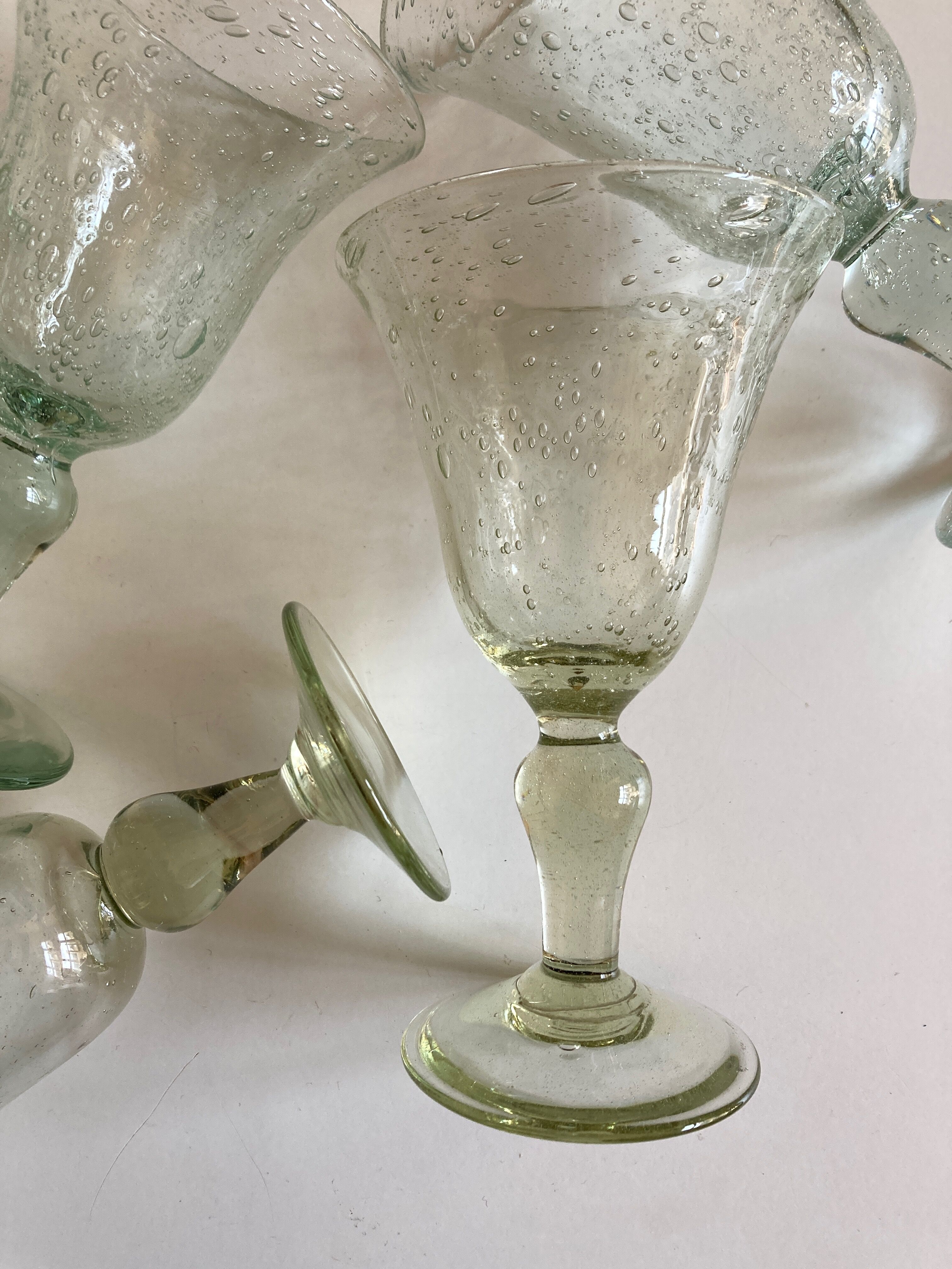 Set of 6 glasses of Biot signed 16cm 1960