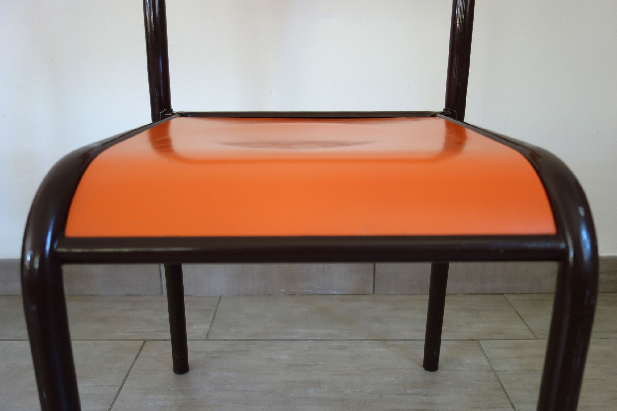 Set of 4 orange school chairs
