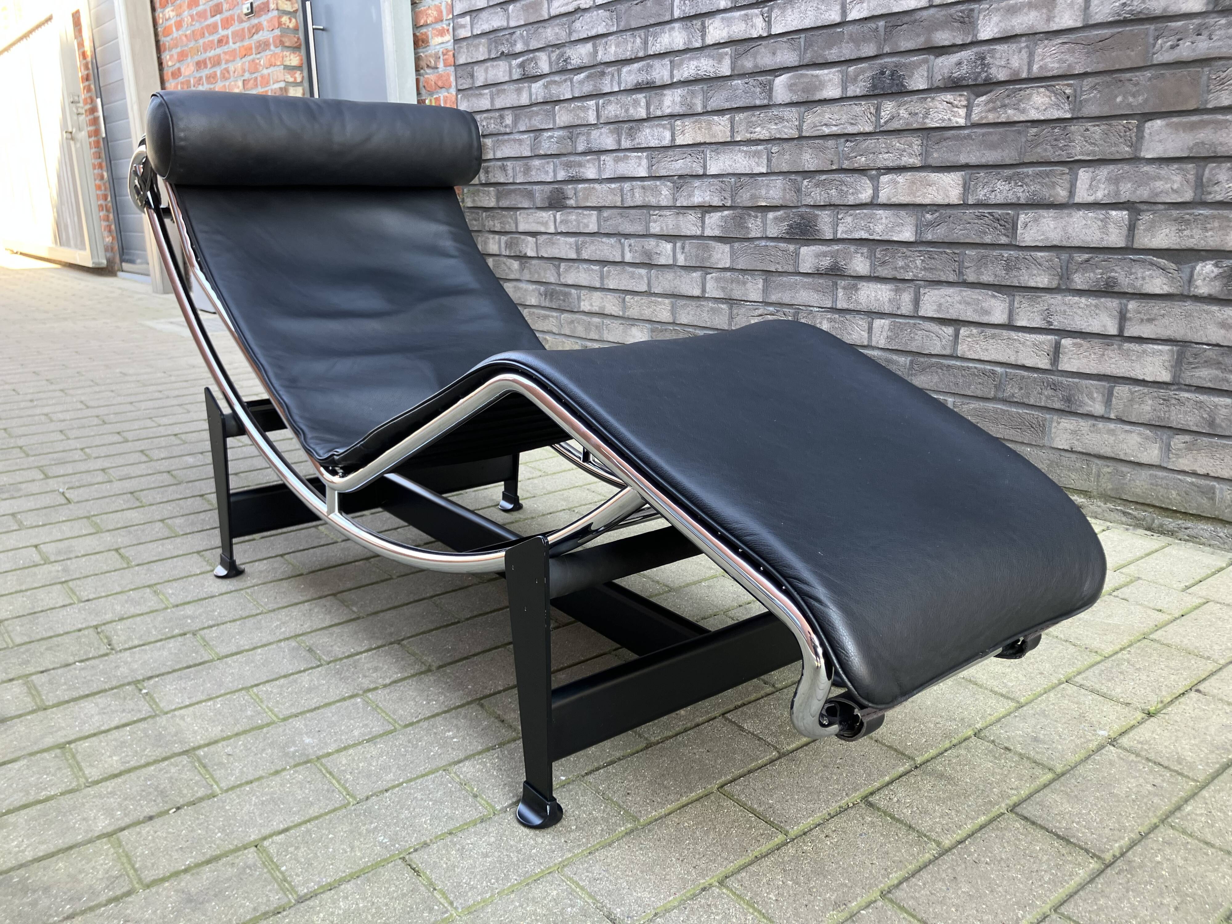 3x Original Cassina Le Corbusier Lc4 Black/chrome, New!