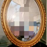 Large oval gold mirror beveled mirror