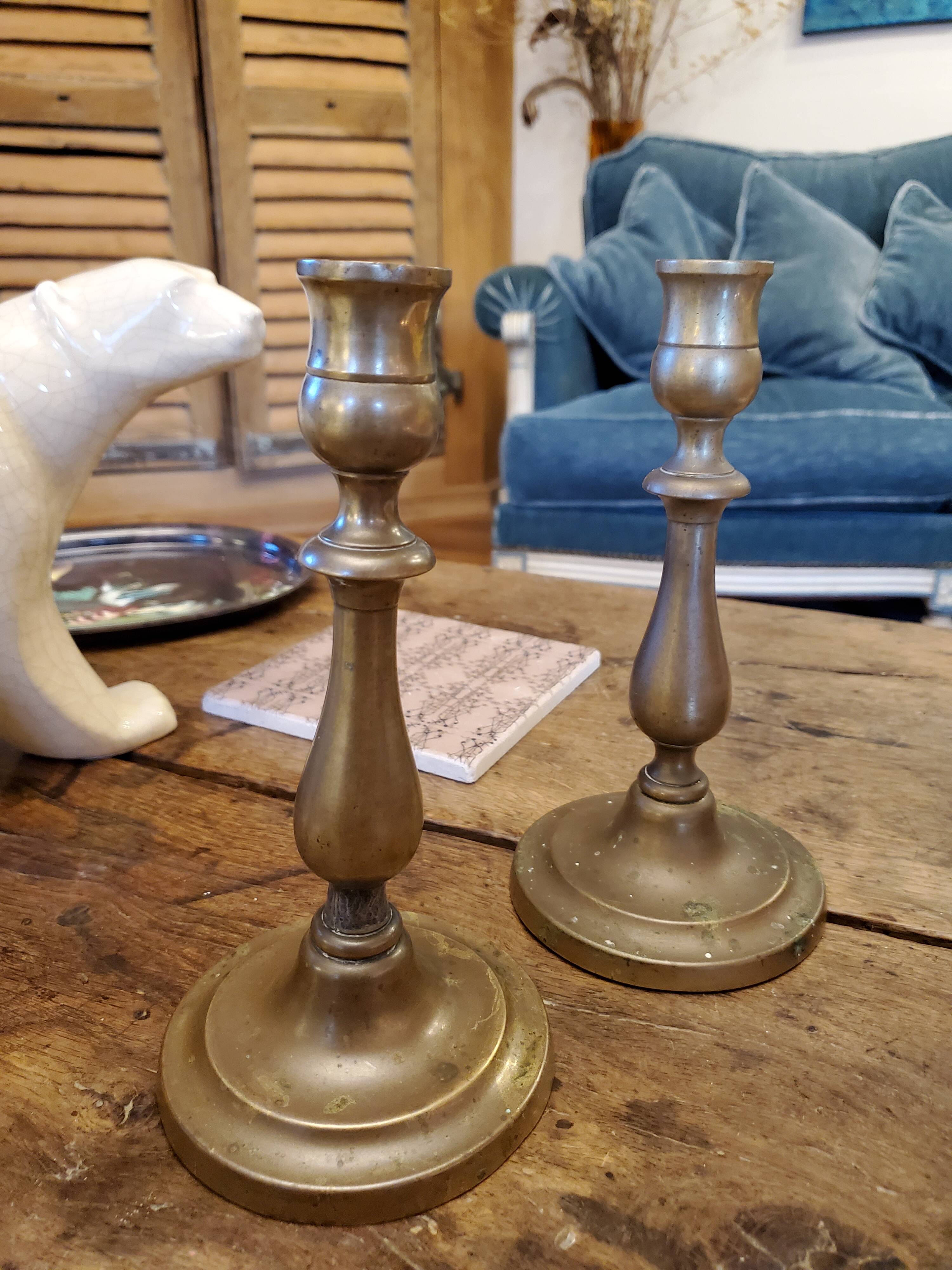 2 brass candle holders