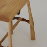 Contemporary handcrafted stool / end table in solid ash and oak wood