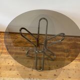 Round table in chrome and smoked glass