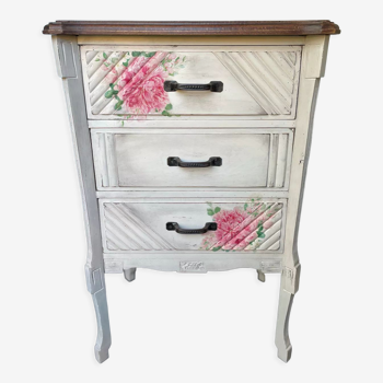 Small Art Deco chest of drawers with flowers