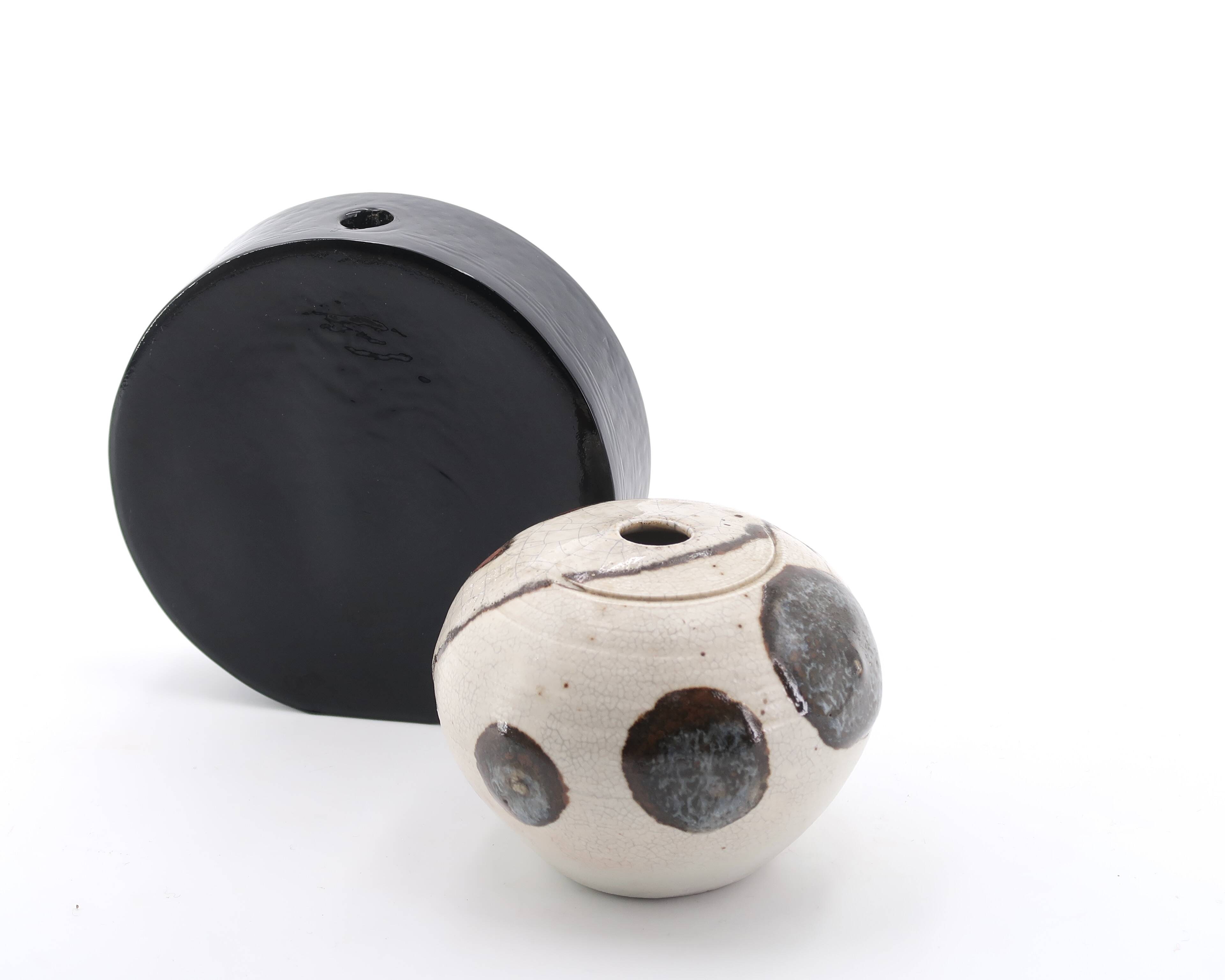 Signed ceramic vase with abstract decoration, 1970s