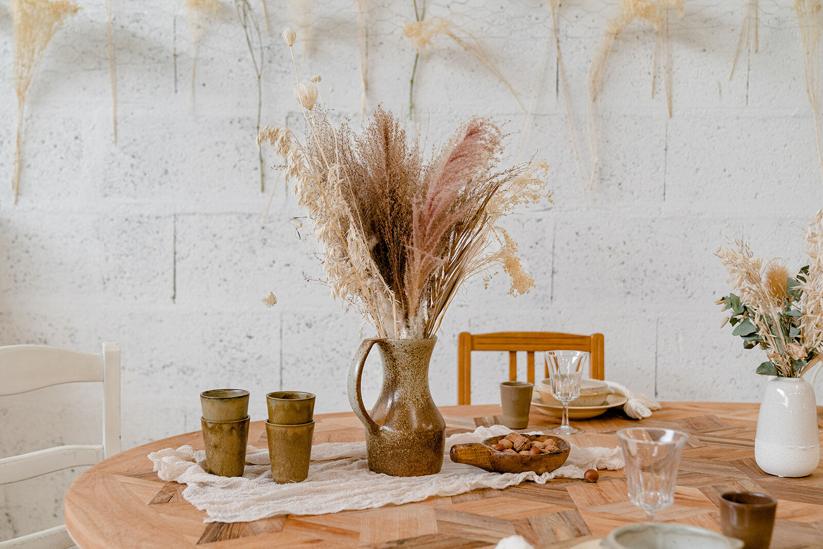 Oval marquetry table – solid wood