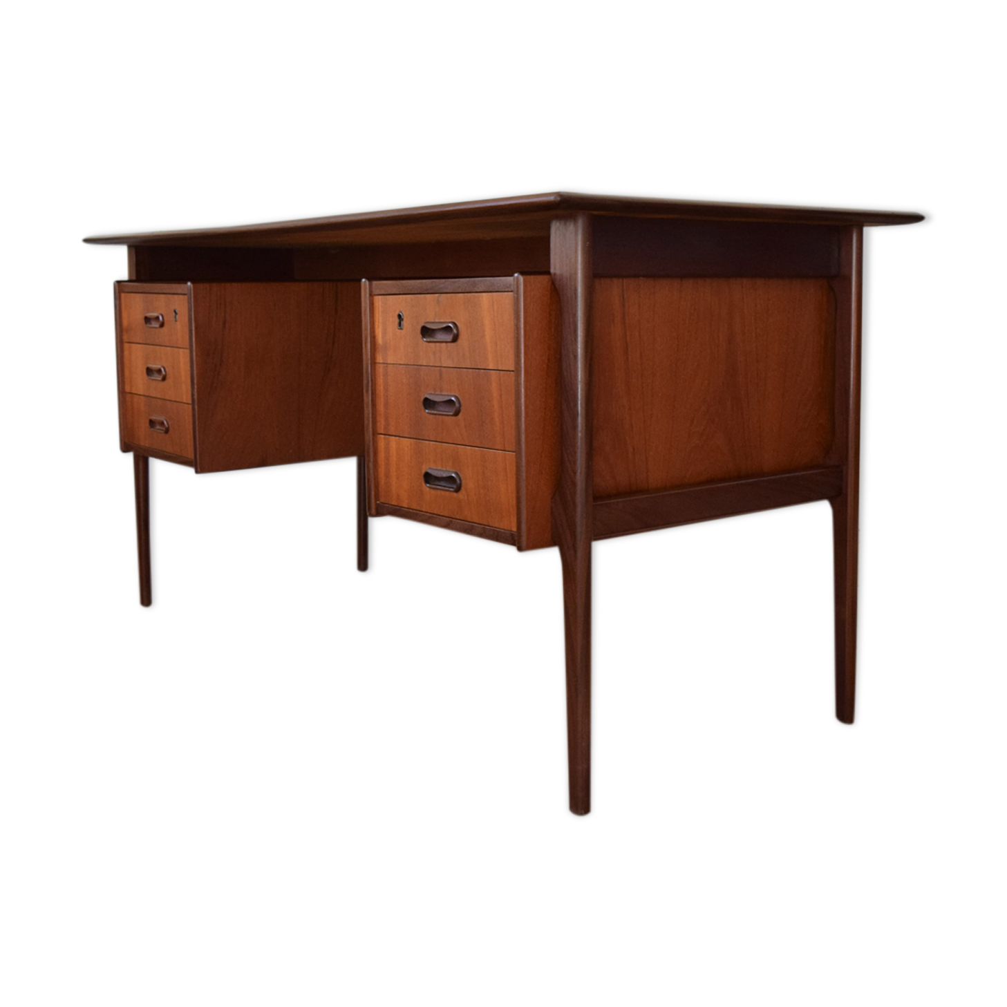 Mid-Century Danish Executive Teak Floating Desk, 1960s.