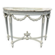Louis XVI style half-moon console table with carved and painted wood and marble top