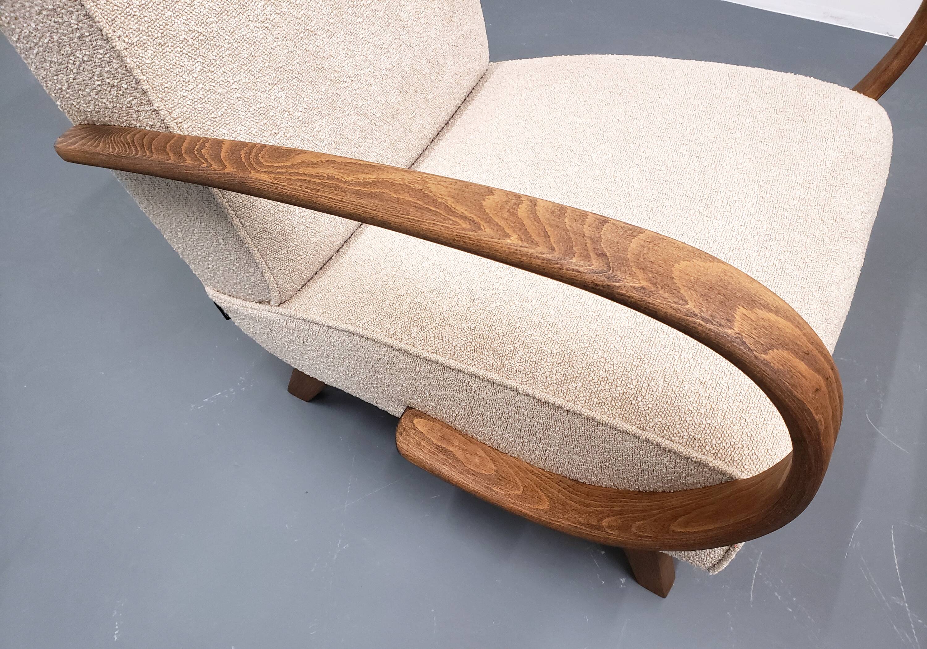1930 Jindrich Halabala Bentwood Armchair in Beige Buckle