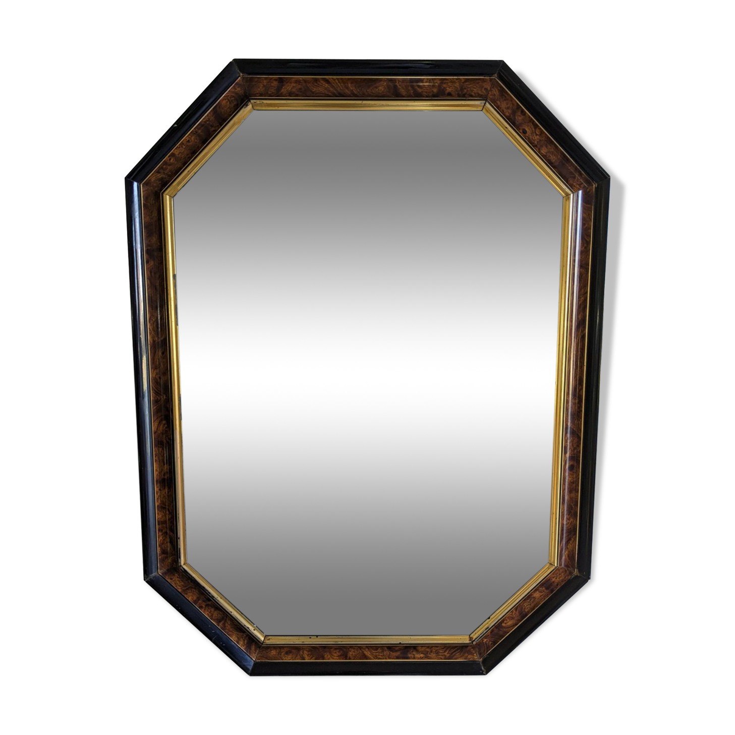 Octagonal vintage marbled mirror brown 61 x 82 cm