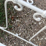 19th century wrought iron baby bed convertible into a bench + wool mattress