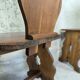 Set of six vintage brutalist wooden chairs.
