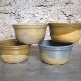 Set of 4 ramekins in semi-glazed sandstone, signed