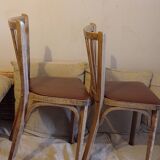 Pair of Baumann bistro chairs with sky brown seat