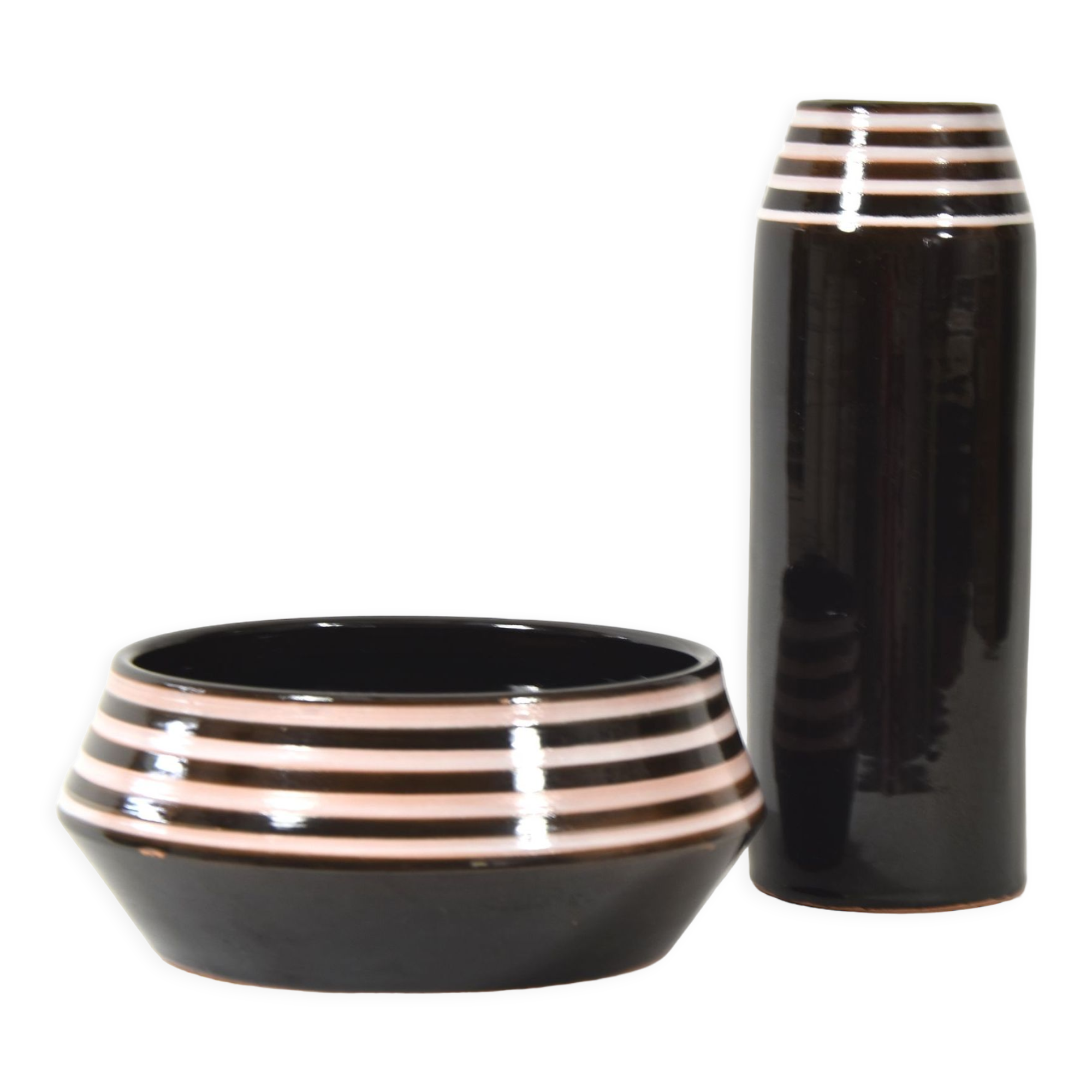 Set of bowl and vase, keralit litomyšl 1970s