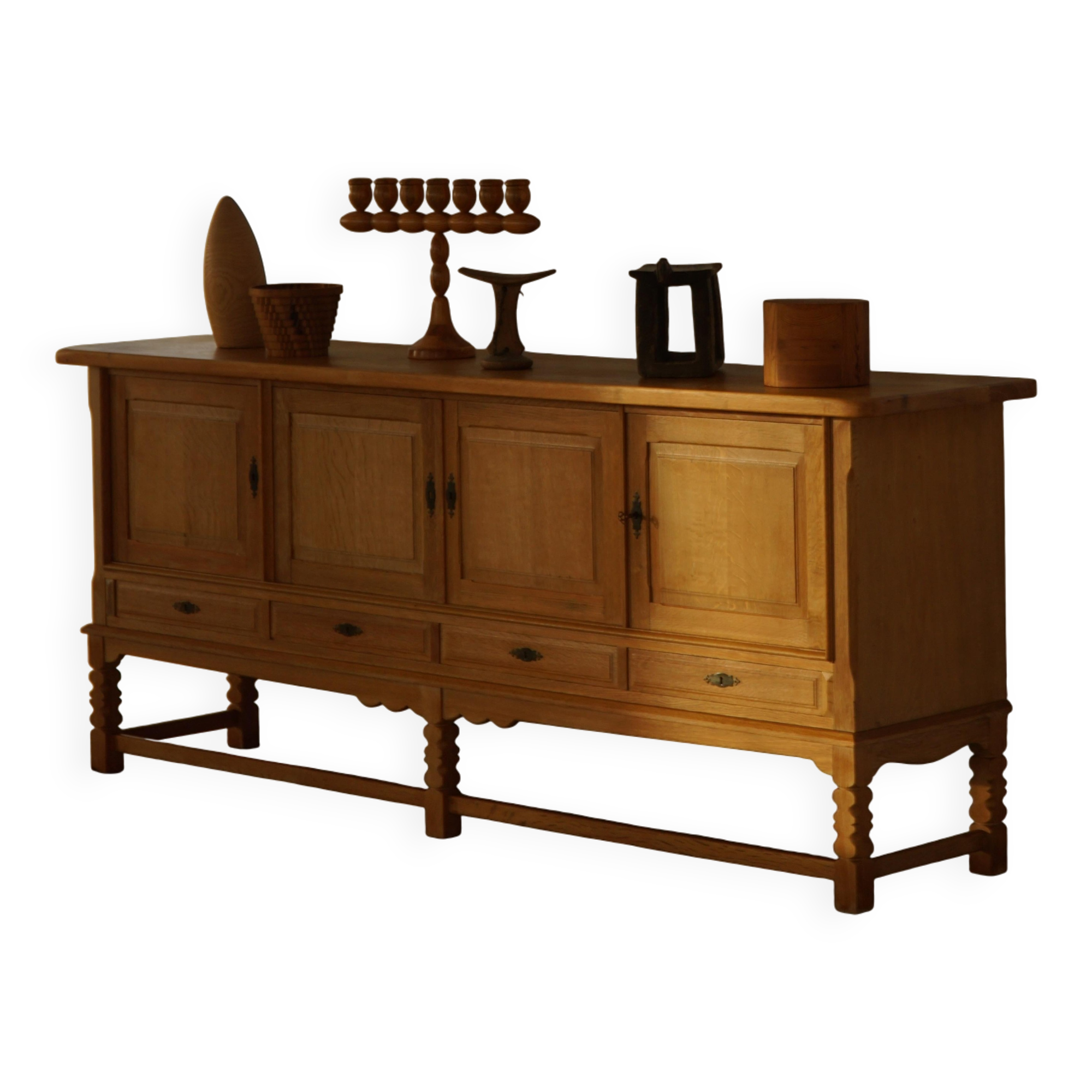 Brutalist Mid-Century Danish Buffet in Oak, Henning Kjærnulf, 1960s