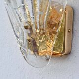 Set of 5 Vintage Italian Murano Glass Wall Lamps, Gold Plated, 1970s