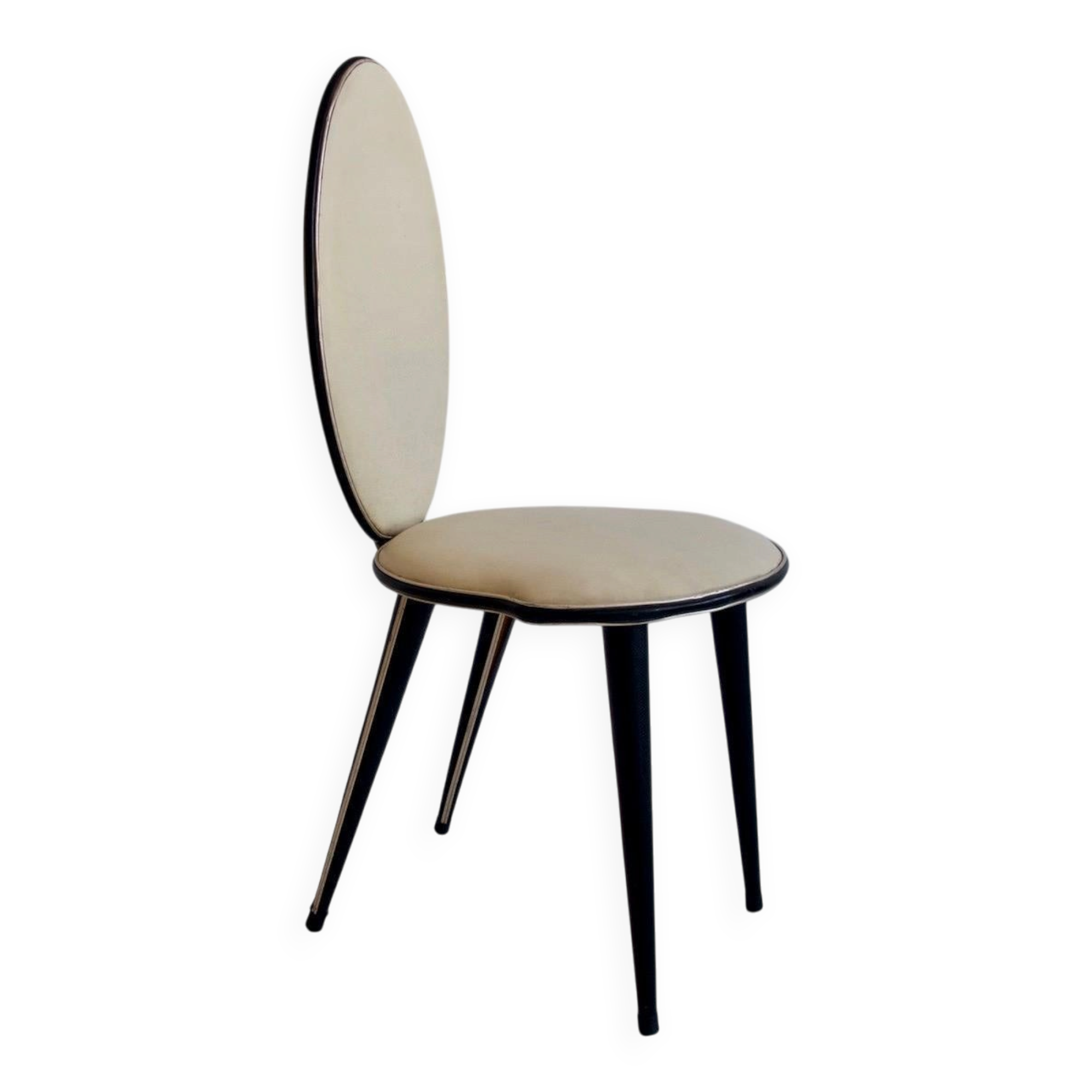Chaise en vinyle crème et noir Umberto Mascagni