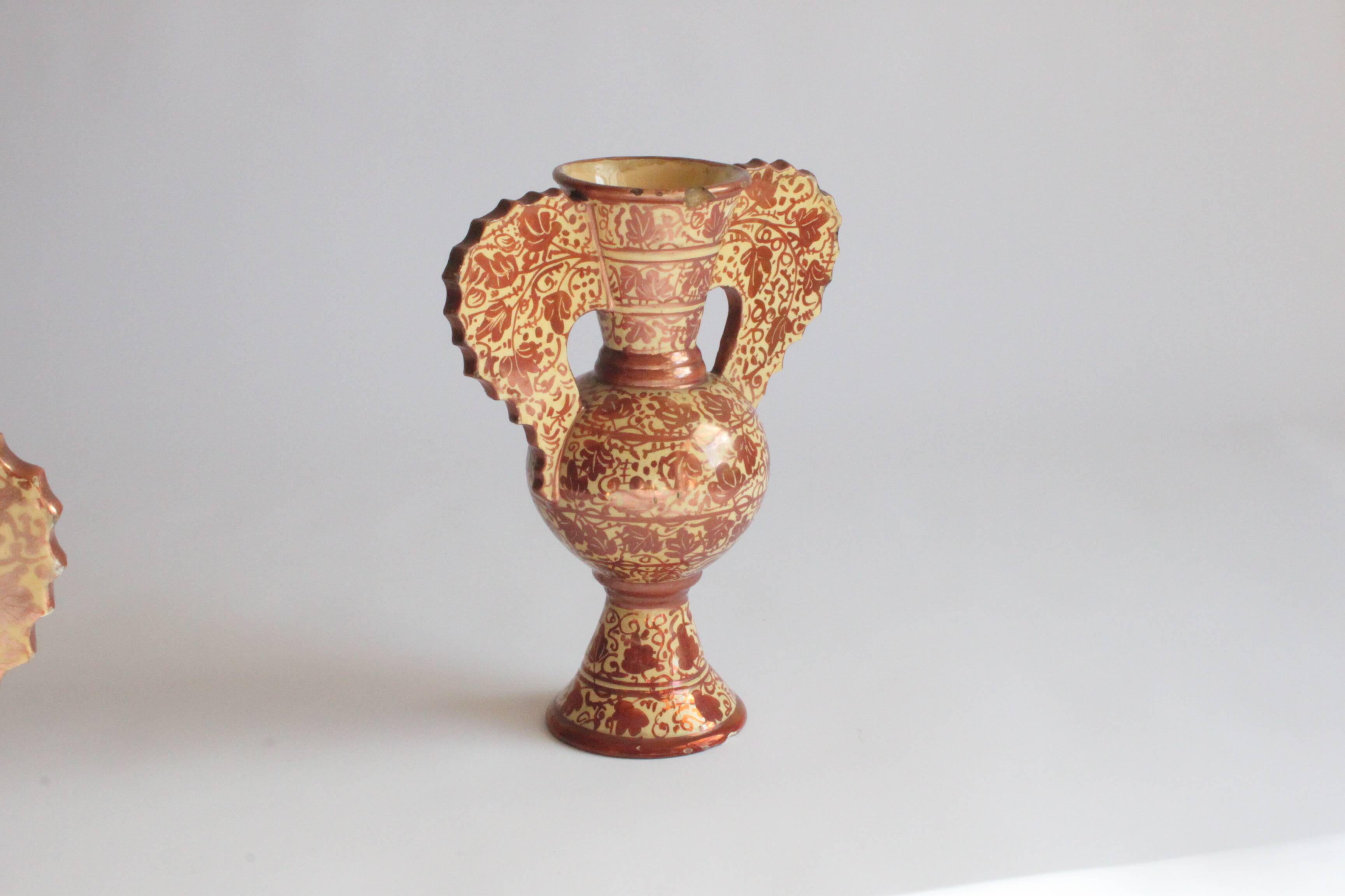 Neoclassical Spanish Copper Lustre Vases, 19Th
