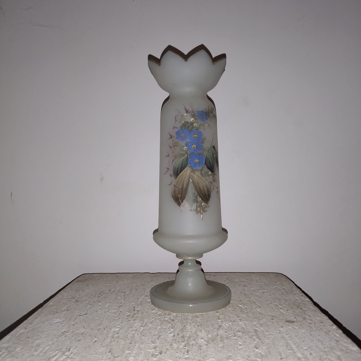 Enamelled opaline glass vase