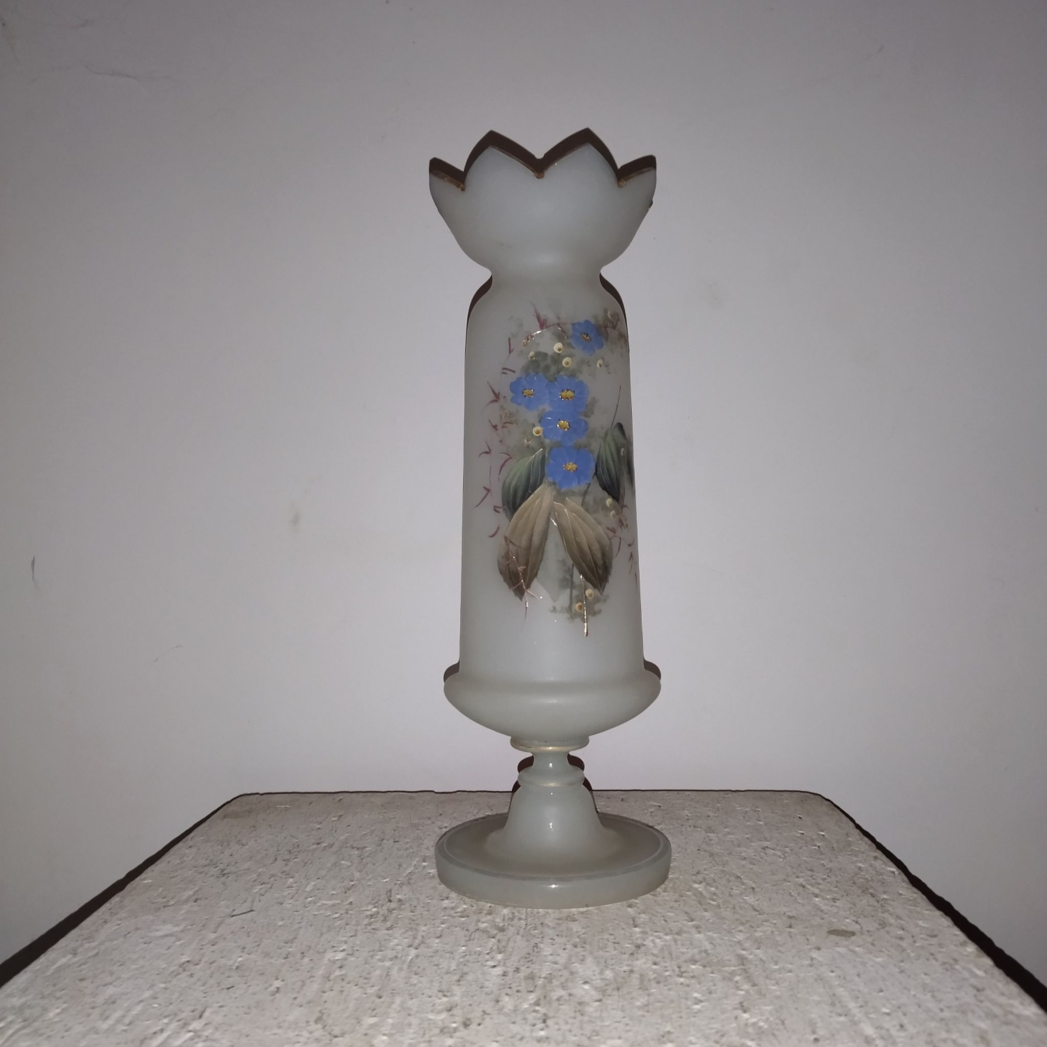Enamelled opaline glass vase
