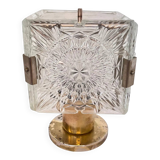Design table crystal glass brass lamp by Kamenicky Senov, 1970s