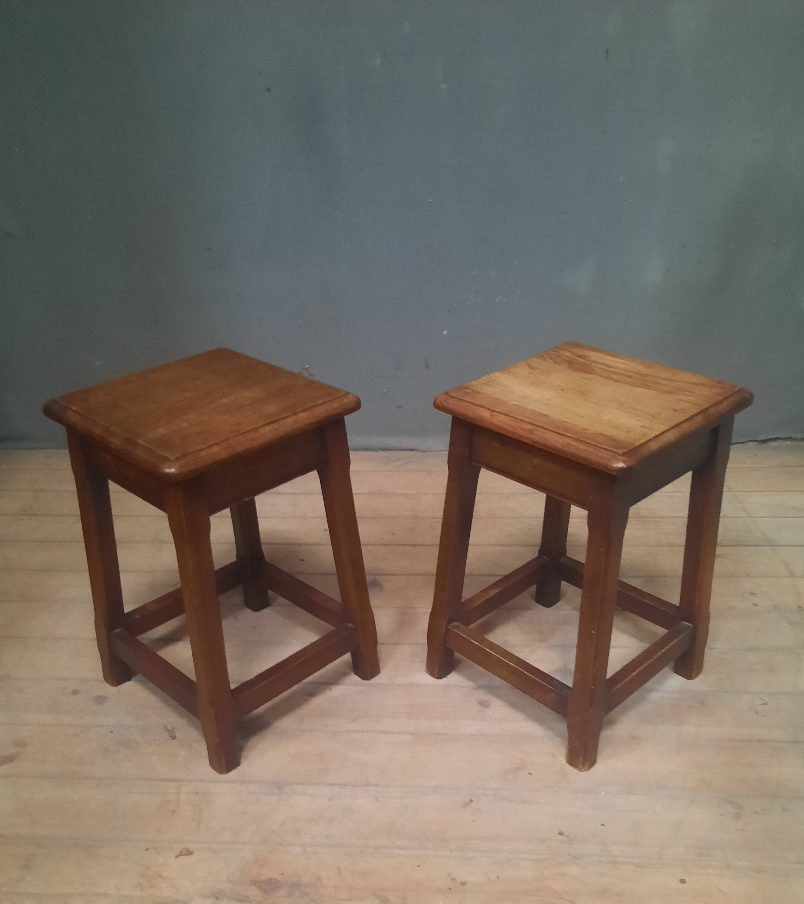 Pair of solid oak stools