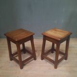 Pair of solid oak stools